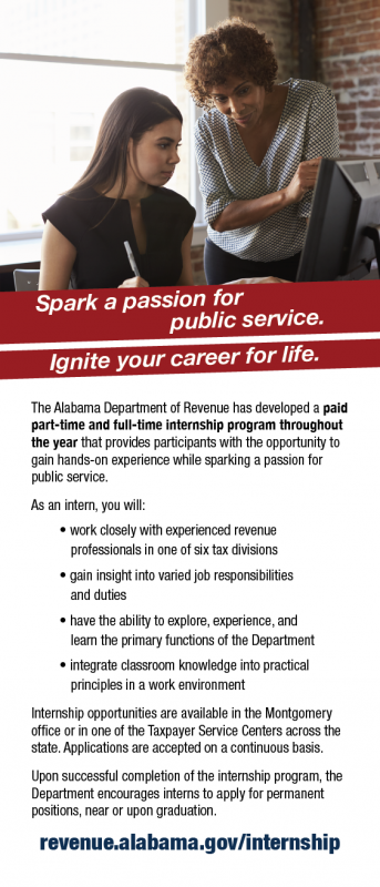 A print design for a flyer about the internship program